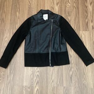 JACK Women Size S Faux Leather Moto Jacket Fabric Sleeves  And Waist Band -Read